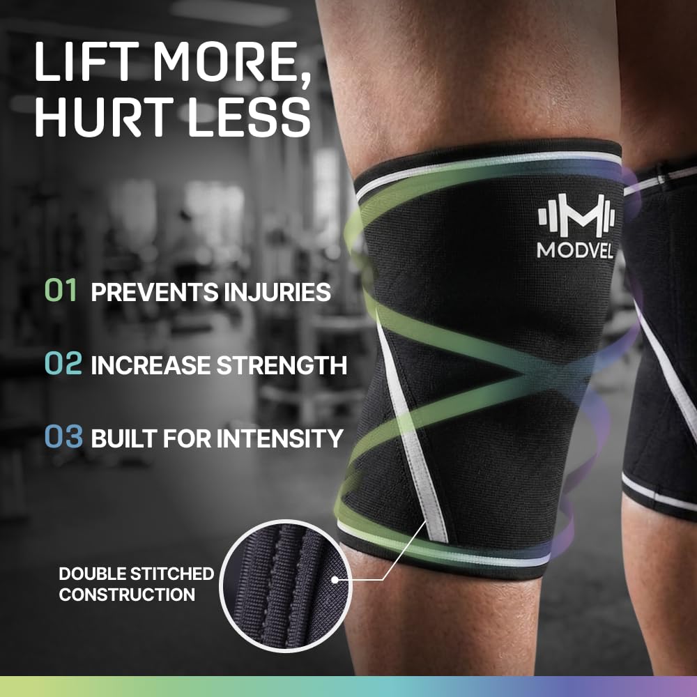 7mm Neoprene Knee Sleeves for Men & Women Weightlifting & Powerlifting – Compression Knee Sleeve Support for Squats, Gym, Training – USPA, IPL Approved – Medium Black (Pair)