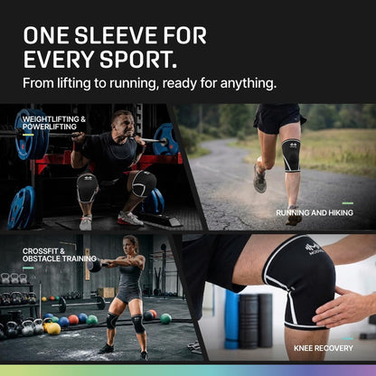 7mm Neoprene Knee Sleeves for Men & Women Weightlifting & Powerlifting – Compression Knee Sleeve Support for Squats, Gym, Training – USPA, IPL Approved – Medium Black (Pair)