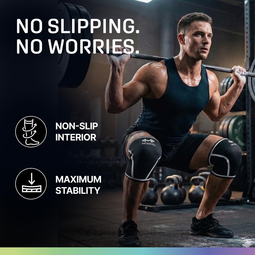 7mm Neoprene Knee Sleeves for Men & Women Weightlifting & Powerlifting – Compression Knee Sleeve Support for Squats, Gym, Training – USPA, IPL Approved – Medium Black (Pair)