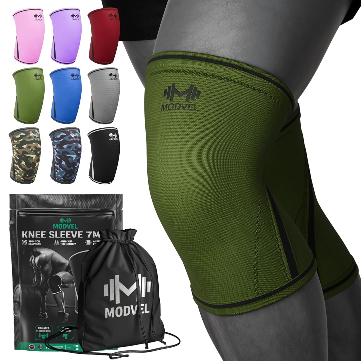 7mm Neoprene Knee Sleeves for Men & Women Weightlifting & Powerlifting – Compression Knee Sleeve Support for Squats, Gym, Training – USPA, IPL Approved – Medium Black (Pair)