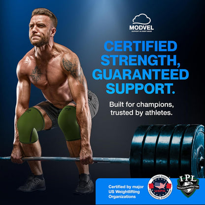 7mm Neoprene Knee Sleeves for Men & Women Weightlifting & Powerlifting – Compression Knee Sleeve Support for Squats, Gym, Training – USPA, IPL Approved – Medium Black (Pair)