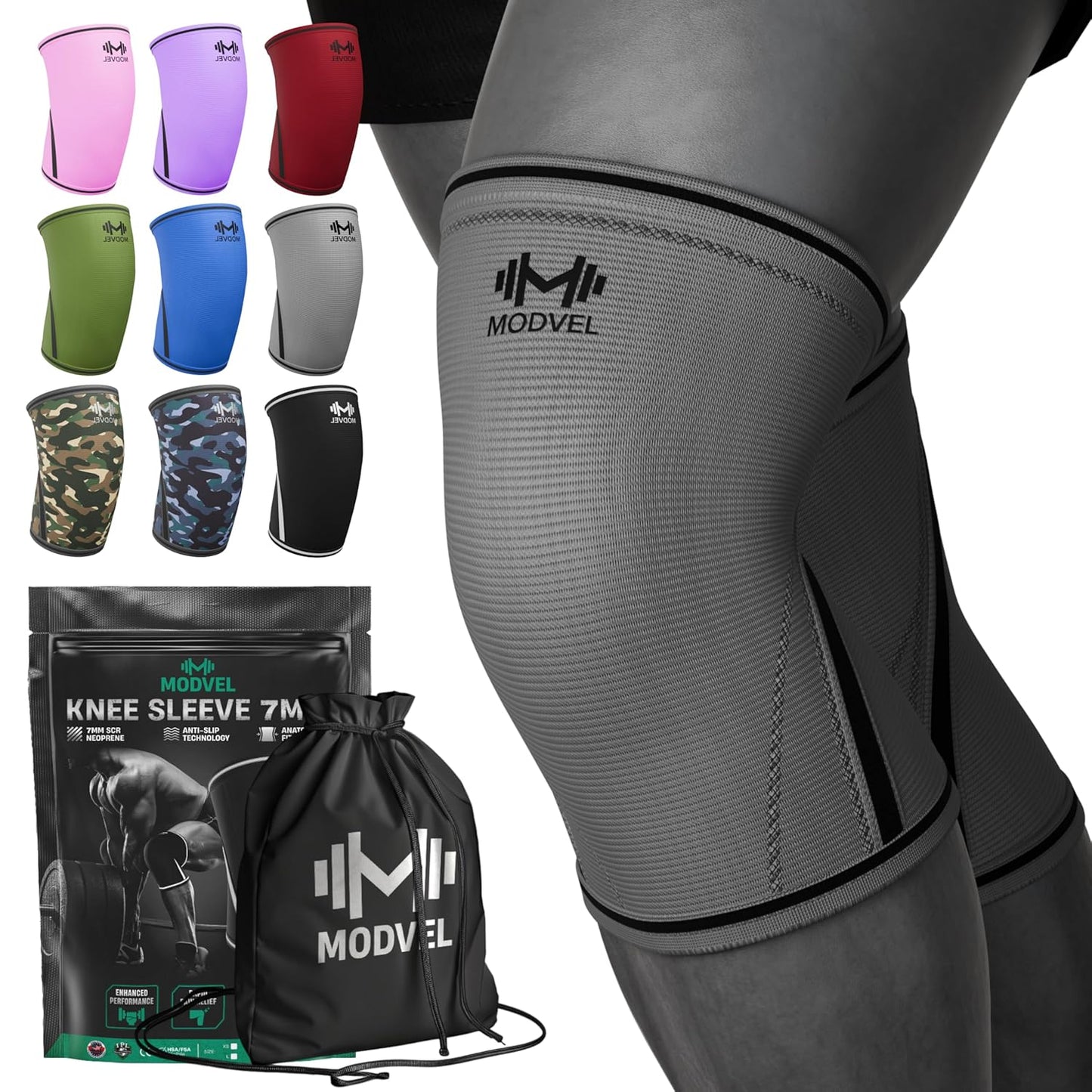 7mm Neoprene Knee Sleeves for Men & Women Weightlifting & Powerlifting – Compression Knee Sleeve Support for Squats, Gym, Training – USPA, IPL Approved – Medium Black (Pair)