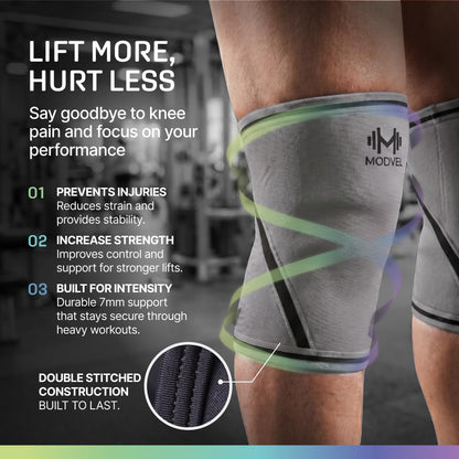 7mm Neoprene Knee Sleeves for Men & Women Weightlifting & Powerlifting – Compression Knee Sleeve Support for Squats, Gym, Training – USPA, IPL Approved – Medium Black (Pair)