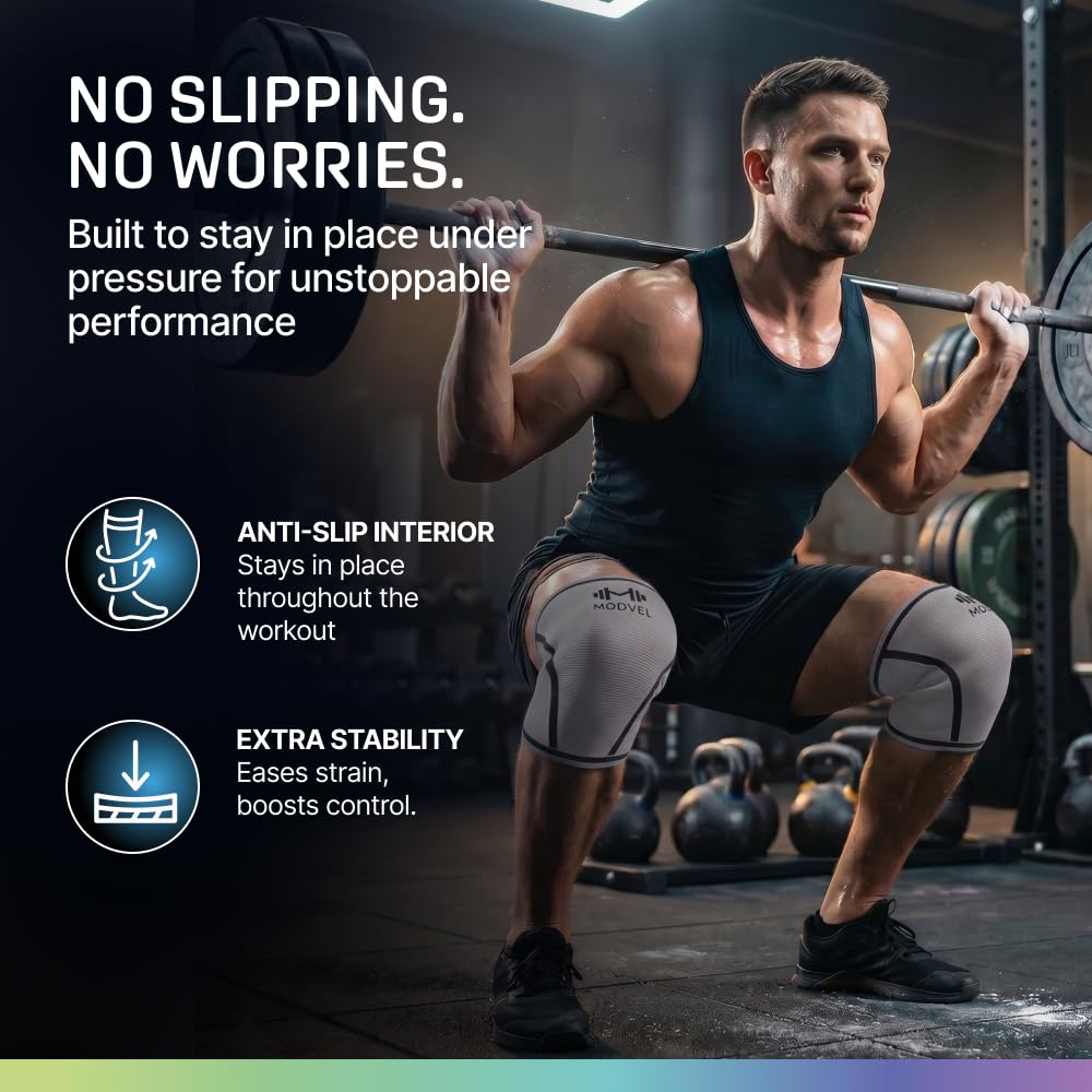 7mm Neoprene Knee Sleeves for Men & Women Weightlifting & Powerlifting – Compression Knee Sleeve Support for Squats, Gym, Training – USPA, IPL Approved – Medium Black (Pair)