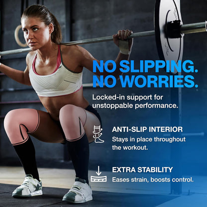 7mm Neoprene Knee Sleeves for Men & Women Weightlifting & Powerlifting – Compression Knee Sleeve Support for Squats, Gym, Training – USPA, IPL Approved – Medium Black (Pair)