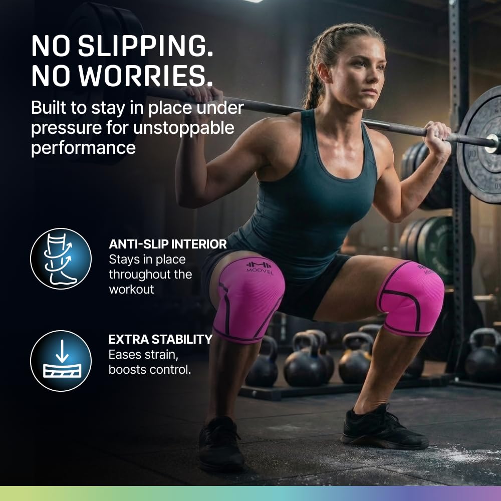 7mm Neoprene Knee Sleeves for Men & Women Weightlifting & Powerlifting – Compression Knee Sleeve Support for Squats, Gym, Training – USPA, IPL Approved – Medium Black (Pair)