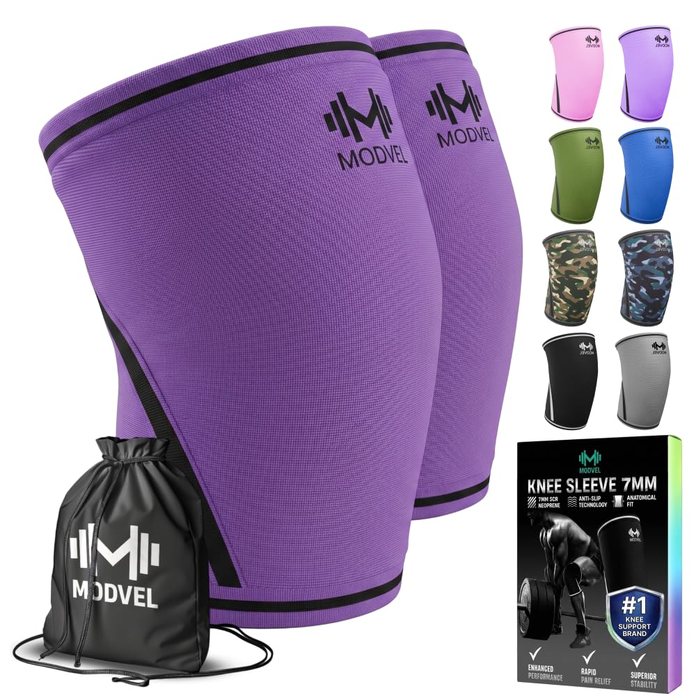 7mm Neoprene Knee Sleeves for Men & Women Weightlifting & Powerlifting – Compression Knee Sleeve Support for Squats, Gym, Training – USPA, IPL Approved – Medium Black (Pair)