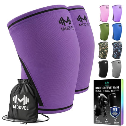 7mm Neoprene Knee Sleeves for Men & Women Weightlifting & Powerlifting – Compression Knee Sleeve Support for Squats, Gym, Training – USPA, IPL Approved – Medium Black (Pair)