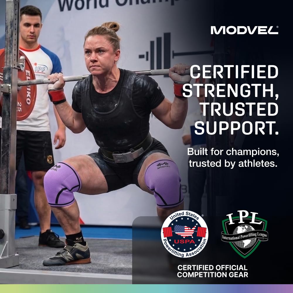 7mm Neoprene Knee Sleeves for Men & Women Weightlifting & Powerlifting – Compression Knee Sleeve Support for Squats, Gym, Training – USPA, IPL Approved – Medium Black (Pair)