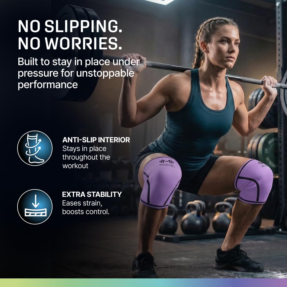 7mm Neoprene Knee Sleeves for Men & Women Weightlifting & Powerlifting – Compression Knee Sleeve Support for Squats, Gym, Training – USPA, IPL Approved – Medium Black (Pair)