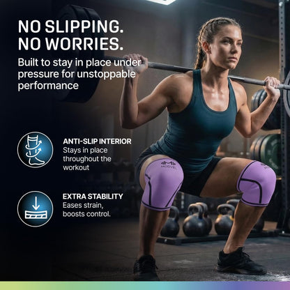 7mm Neoprene Knee Sleeves for Men & Women Weightlifting & Powerlifting – Compression Knee Sleeve Support for Squats, Gym, Training – USPA, IPL Approved – Medium Black (Pair)