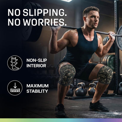 7mm Neoprene Knee Sleeves for Men & Women Weightlifting & Powerlifting – Compression Knee Sleeve Support for Squats, Gym, Training – USPA, IPL Approved – Medium Black (Pair)
