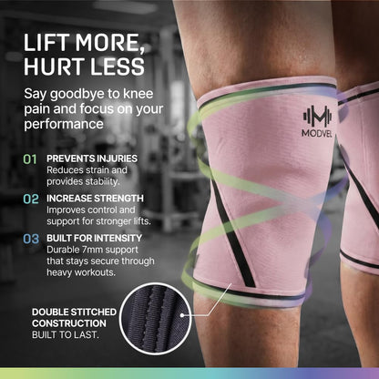 7mm Neoprene Knee Sleeves for Men & Women Weightlifting & Powerlifting – Compression Knee Sleeve Support for Squats, Gym, Training – USPA, IPL Approved – Medium Black (Pair)