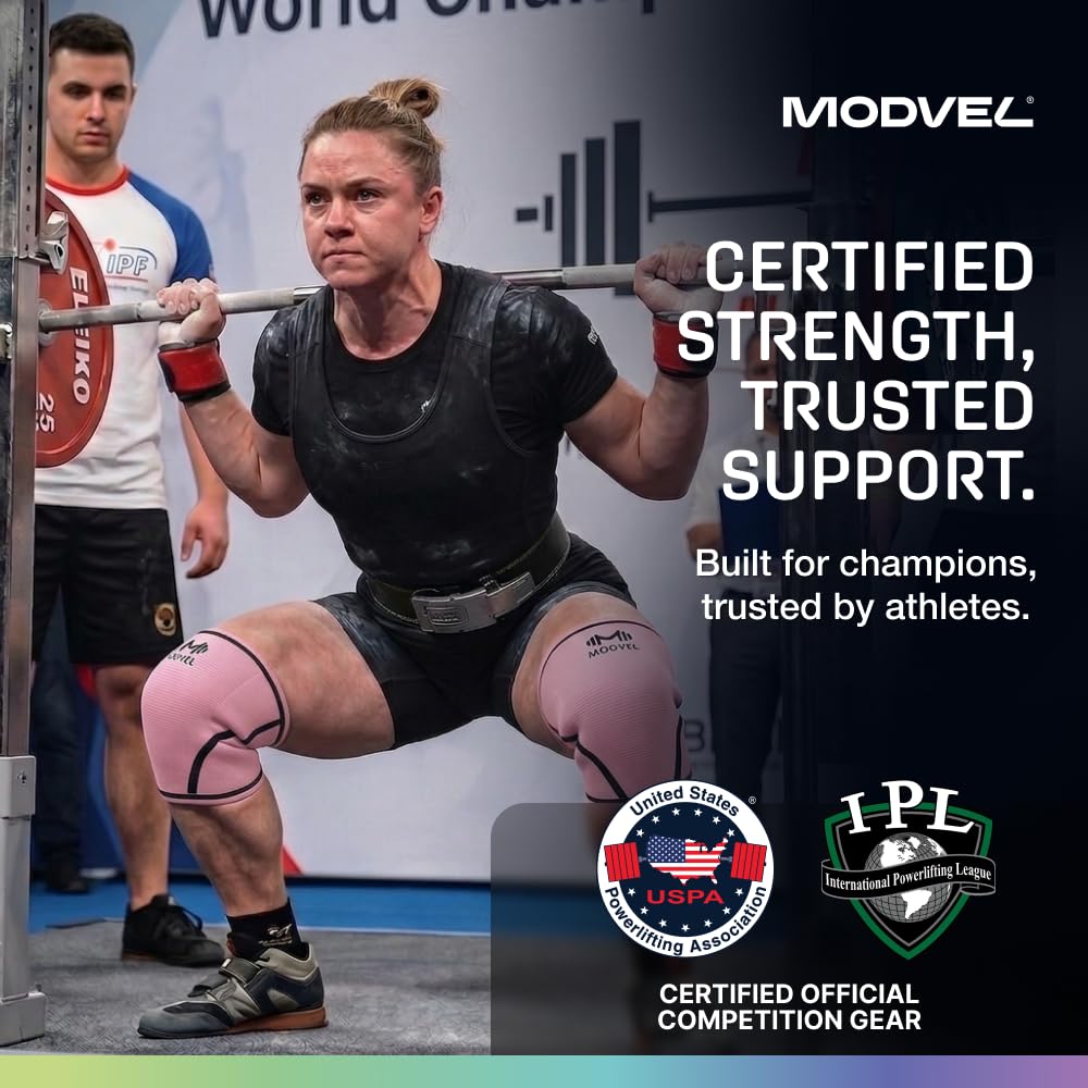 7mm Neoprene Knee Sleeves for Men & Women Weightlifting & Powerlifting – Compression Knee Sleeve Support for Squats, Gym, Training – USPA, IPL Approved – Medium Black (Pair)