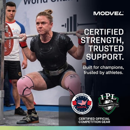 7mm Neoprene Knee Sleeves for Men & Women Weightlifting & Powerlifting – Compression Knee Sleeve Support for Squats, Gym, Training – USPA, IPL Approved – Medium Black (Pair)