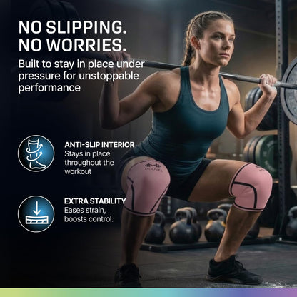 7mm Neoprene Knee Sleeves for Men & Women Weightlifting & Powerlifting – Compression Knee Sleeve Support for Squats, Gym, Training – USPA, IPL Approved – Medium Black (Pair)