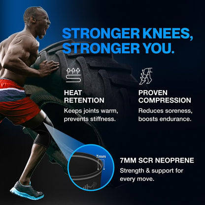 7mm Neoprene Knee Sleeves for Men & Women Weightlifting & Powerlifting – Compression Knee Sleeve Support for Squats, Gym, Training – USPA, IPL Approved – Medium Black (Pair)