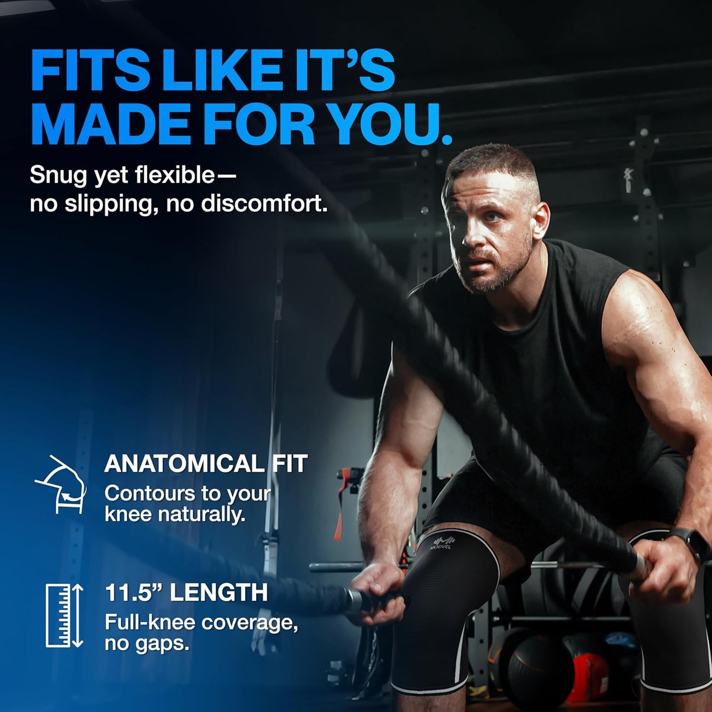 7mm Neoprene Knee Sleeves for Men & Women Weightlifting & Powerlifting – Compression Knee Sleeve Support for Squats, Gym, Training – USPA, IPL Approved – Medium Black (Pair)