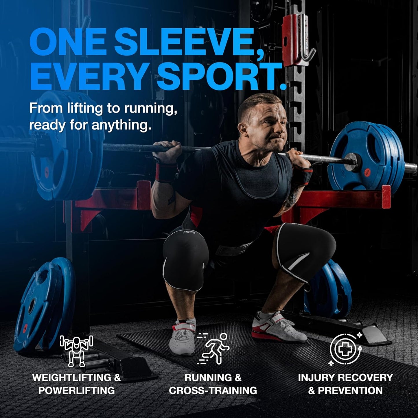 7mm Neoprene Knee Sleeves for Men & Women Weightlifting & Powerlifting – Compression Knee Sleeve Support for Squats, Gym, Training – USPA, IPL Approved – Medium Black (Pair)