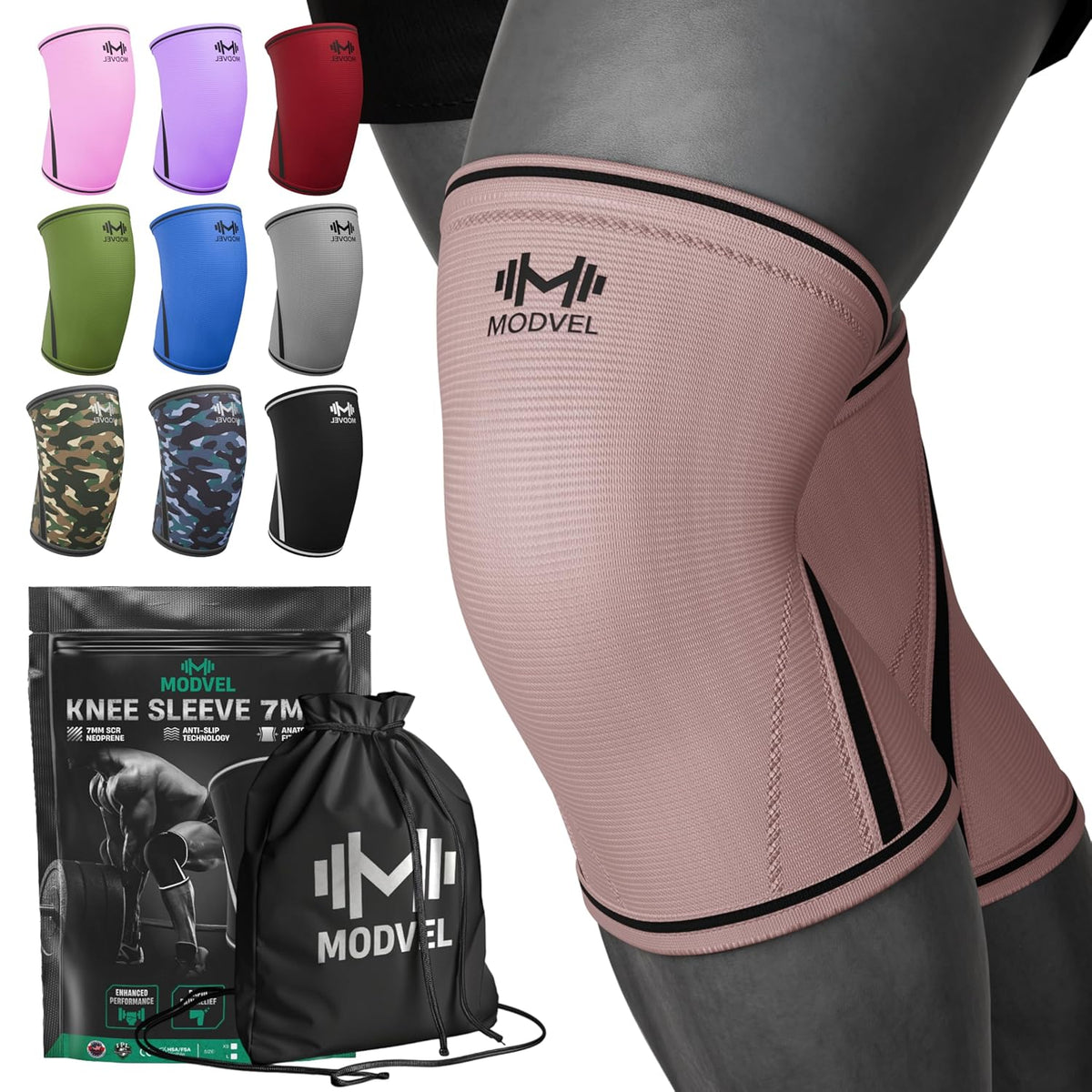 7mm Neoprene Knee Sleeves for Men & Women Weightlifting & Powerlifting – Compression Knee Sleeve Support for Squats, Gym, Training – USPA, IPL Approved – Medium Black (Pair)