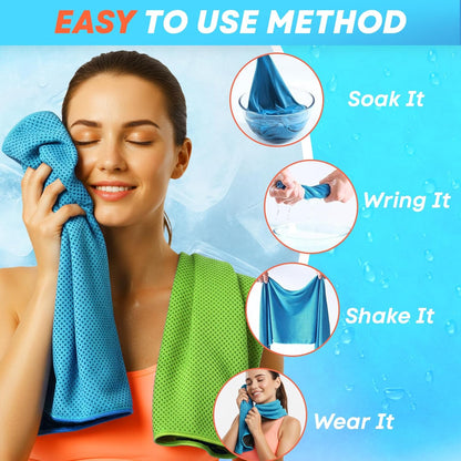 4 Pack Cooling Towels (40"x 12"), Soft Breathable Gym Towels, Outdoors Ice Towel for Neck and Face, Camp Essentials Microfiber Sweat Towels for Gym, Run, Yoga, Workout, Travel, Climb