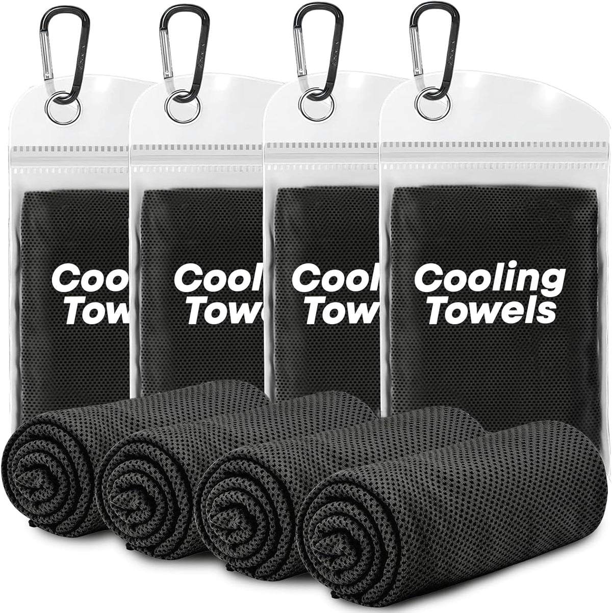 4 Pack Cooling Towels (40"x 12"), Soft Breathable Gym Towels, Outdoors Ice Towel for Neck and Face, Camp Essentials Microfiber Sweat Towels for Gym, Run, Yoga, Workout, Travel, Climb