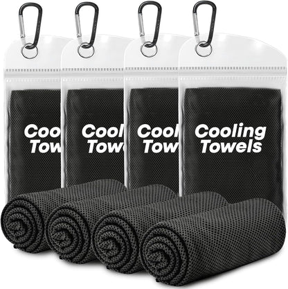 4 Pack Cooling Towels (40"x 12"), Soft Breathable Gym Towels, Outdoors Ice Towel for Neck and Face, Camp Essentials Microfiber Sweat Towels for Gym, Run, Yoga, Workout, Travel, Climb
