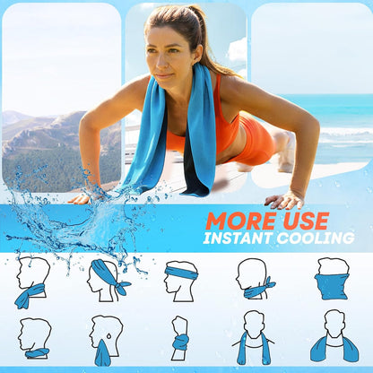 4 Pack Cooling Towels (40"x 12"), Soft Breathable Gym Towels, Outdoors Ice Towel for Neck and Face, Camp Essentials Microfiber Sweat Towels for Gym, Run, Yoga, Workout, Travel, Climb
