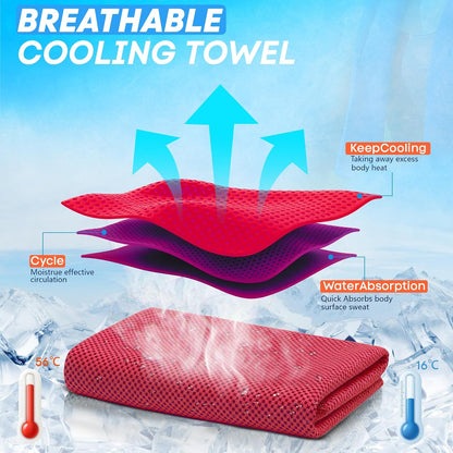 4 Pack Cooling Towels (40"x 12"), Soft Breathable Gym Towels, Outdoors Ice Towel for Neck and Face, Camp Essentials Microfiber Sweat Towels for Gym, Run, Yoga, Workout, Travel, Climb