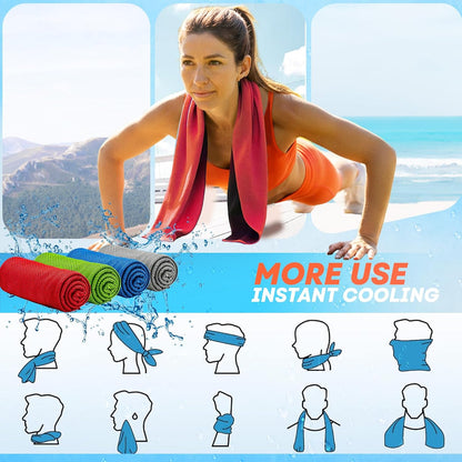 4 Pack Cooling Towels (40"x 12"), Soft Breathable Gym Towels, Outdoors Ice Towel for Neck and Face, Camp Essentials Microfiber Sweat Towels for Gym, Run, Yoga, Workout, Travel, Climb