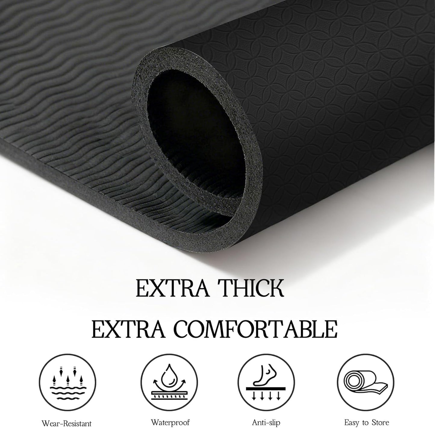 VTORY Extra Large Yoga Mat Thick Exercise Mat for Men and Women, Non-Slip, Durable Workout Mat for Home Workout, Yoga, Pilates, Stretching