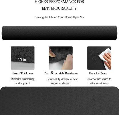 VTORY Extra Large Yoga Mat Thick Exercise Mat for Men and Women, Non-Slip, Durable Workout Mat for Home Workout, Yoga, Pilates, Stretching