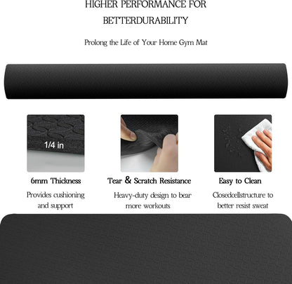 VTORY Extra Large Yoga Mat Thick Exercise Mat for Men and Women, Non-Slip, Durable Workout Mat for Home Workout, Yoga, Pilates, Stretching