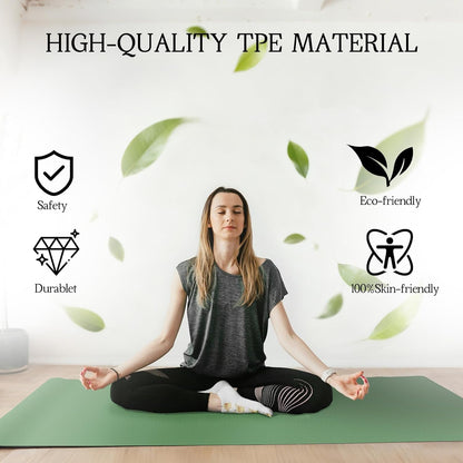VTORY Extra Large Yoga Mat Thick Exercise Mat for Men and Women, Non-Slip, Durable Workout Mat for Home Workout, Yoga, Pilates, Stretching
