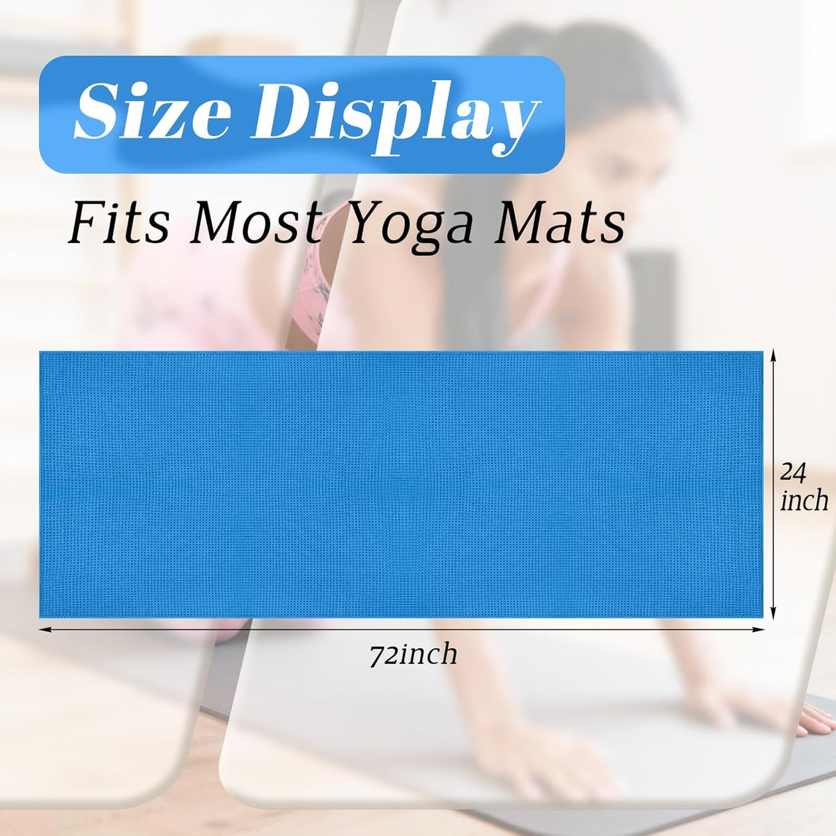 Hot Yoga Towel Non Slip - Microfiber Yoga Mat Towel for Hot Yoga, Pilates and Fitness 72" x 24", Blue