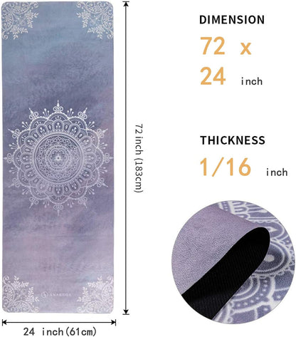 Travel Yoga Mat, Non Slip Exercise Suede Mat with Carry Bag, All-Purpose Fitness Mat with High Density Anti-Tear Surface for Women, Ideal for Pilates Workout (72'' x 24'' x 1.5mm Thick)