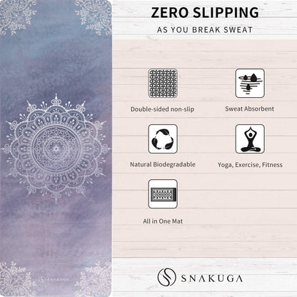 Travel Yoga Mat, Non Slip Exercise Suede Mat with Carry Bag, All-Purpose Fitness Mat with High Density Anti-Tear Surface for Women, Ideal for Pilates Workout (72'' x 24'' x 1.5mm Thick)