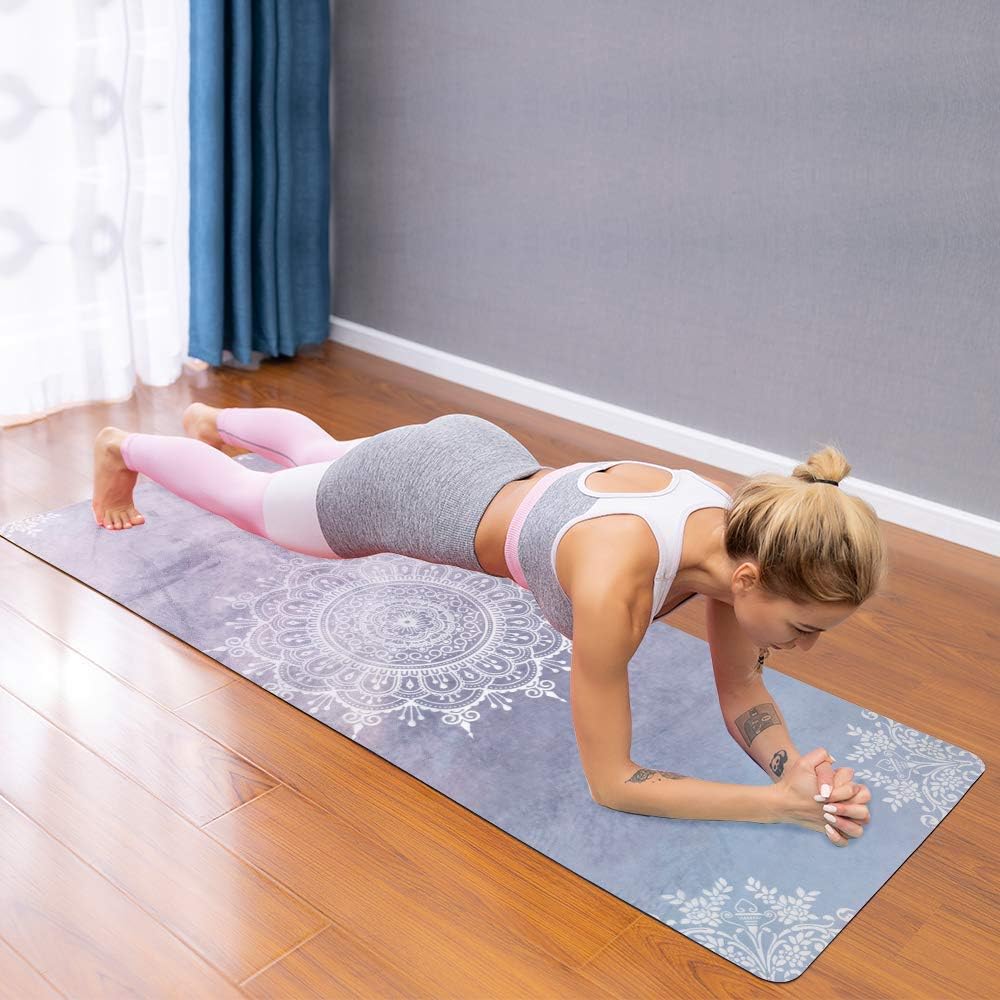 Travel Yoga Mat, Non Slip Exercise Suede Mat with Carry Bag, All-Purpose Fitness Mat with High Density Anti-Tear Surface for Women, Ideal for Pilates Workout (72'' x 24'' x 1.5mm Thick)
