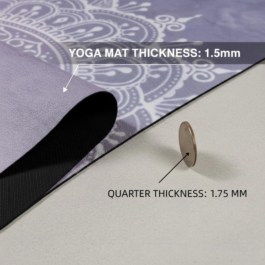 Travel Yoga Mat, Non Slip Exercise Suede Mat with Carry Bag, All-Purpose Fitness Mat with High Density Anti-Tear Surface for Women, Ideal for Pilates Workout (72'' x 24'' x 1.5mm Thick)