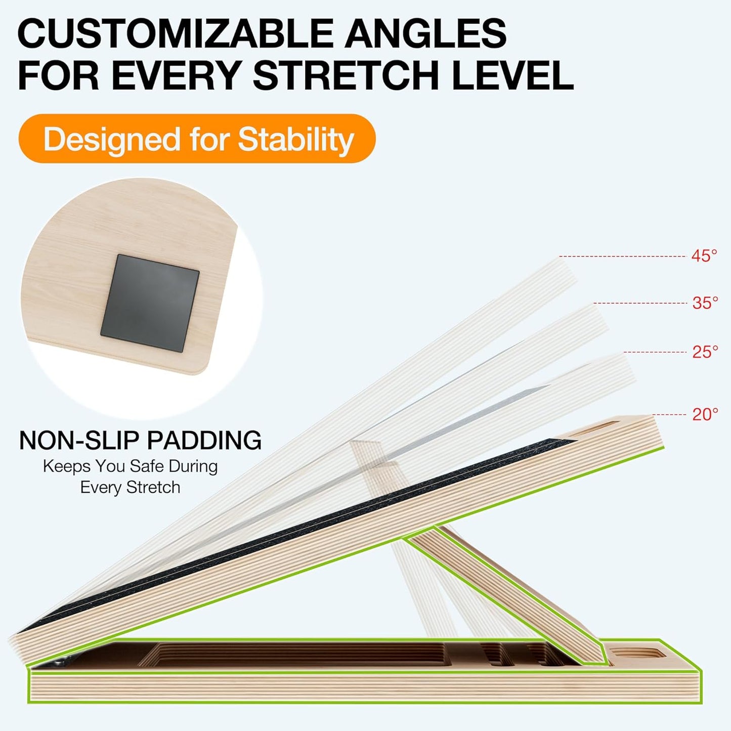 Slant Board for Calf-Stretching - Wooden Incline Wedge Stretcher for Squats, Foot & Ankle Mobility, Portable Fitness Equipment, Balance Block for Heel Stretch