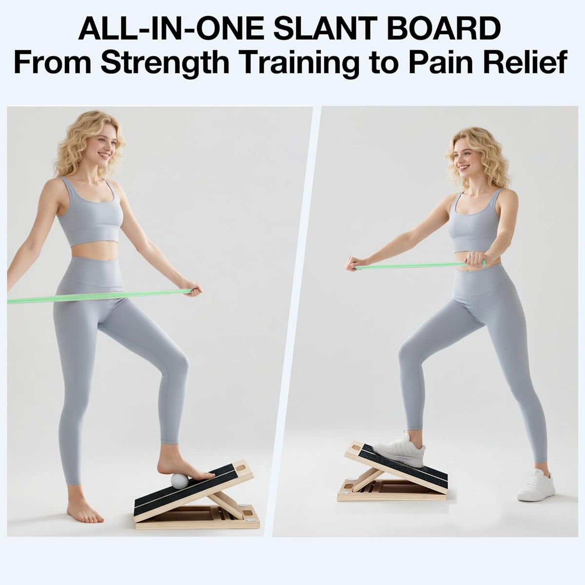 Slant Board for Calf-Stretching - Wooden Incline Wedge Stretcher for Squats, Foot & Ankle Mobility, Portable Fitness Equipment, Balance Block for Heel Stretch
