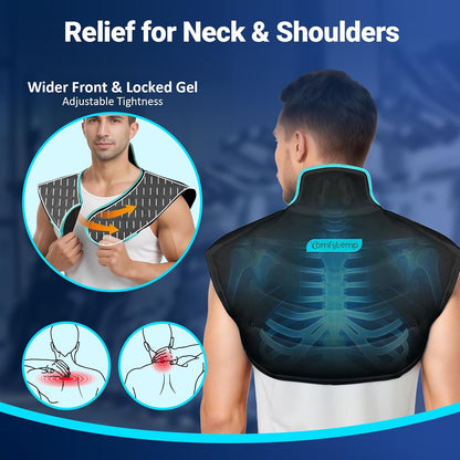 Large Ice Pack for Neck Shoulders Upper Back Pain Relief, Black