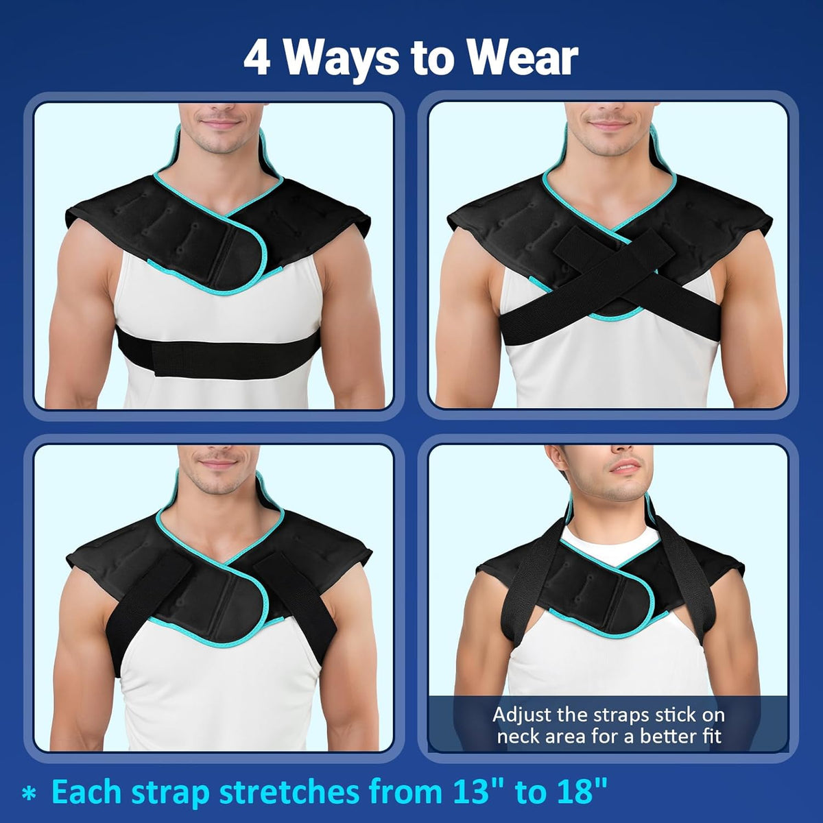 Large Ice Pack for Neck Shoulders Upper Back Pain Relief, Black