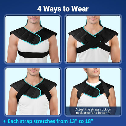 Large Ice Pack for Neck Shoulders Upper Back Pain Relief, Black