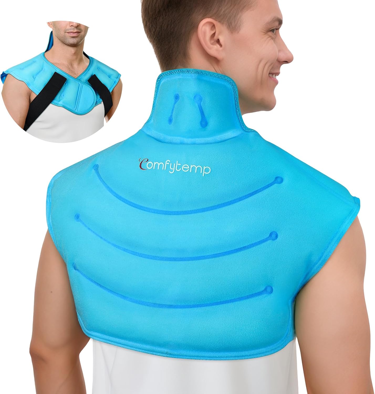 Large Ice Pack for Neck Shoulders Upper Back Pain Relief, Black