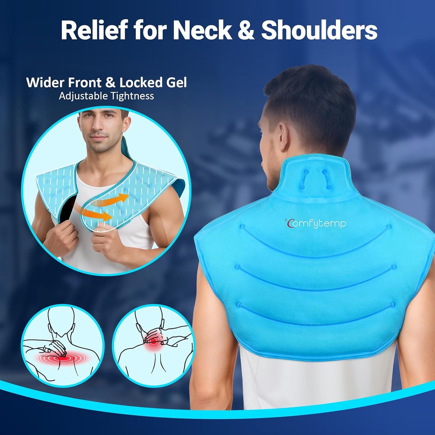 Large Ice Pack for Neck Shoulders Upper Back Pain Relief, Black