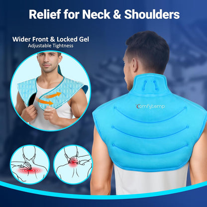 Large Ice Pack for Neck Shoulders Upper Back Pain Relief, Black