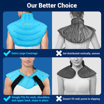 Large Ice Pack for Neck Shoulders Upper Back Pain Relief, Black