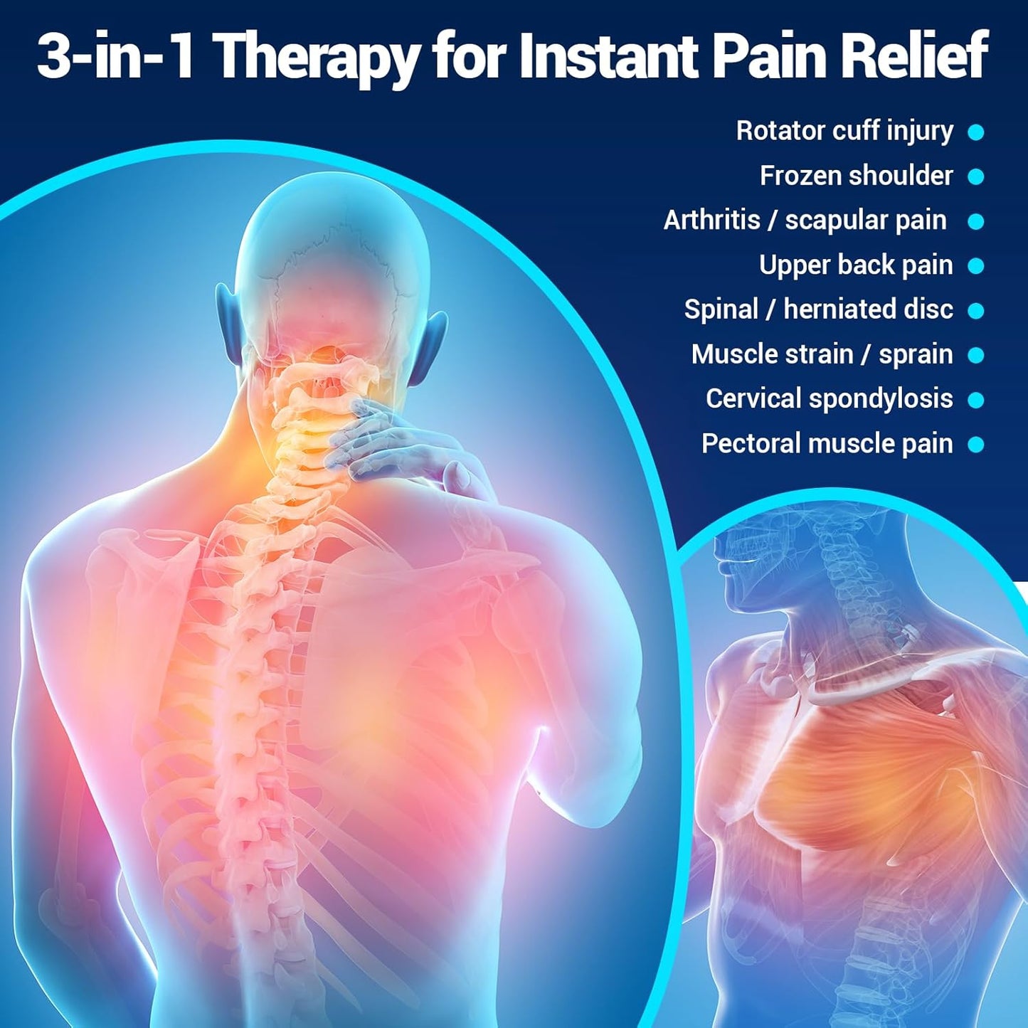 Large Ice Pack for Neck Shoulders Upper Back Pain Relief, Black