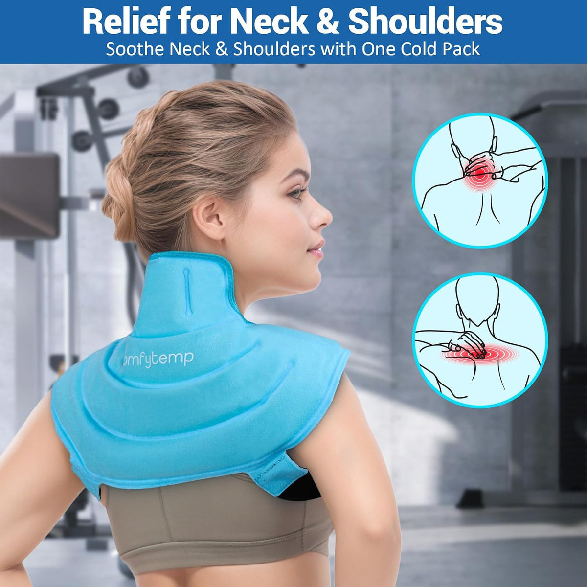 Large Ice Pack for Neck Shoulders Upper Back Pain Relief, Black